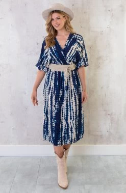 Midi Jurk Met Print Marine