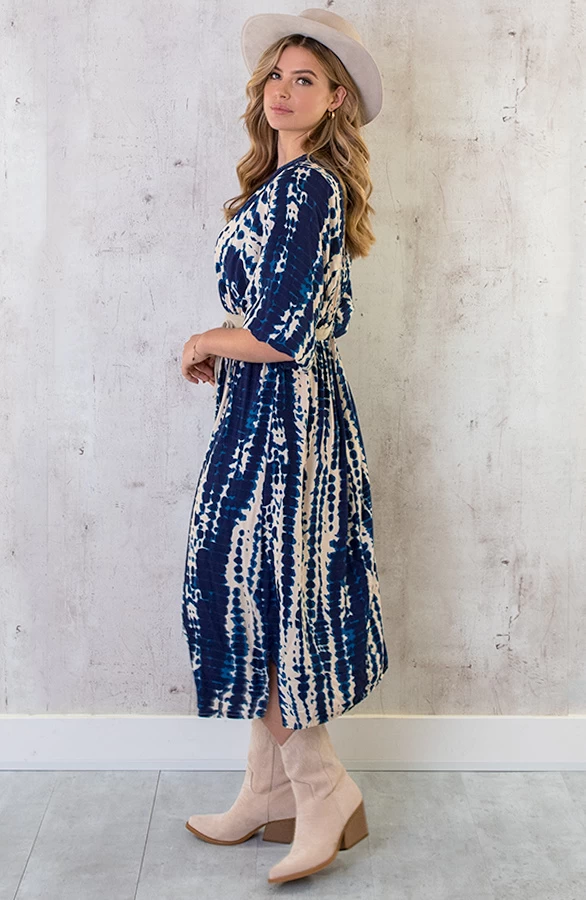 Midi Jurk Met Print Marine 6 Midi Jurk Met Print Marine - Afbeelding 4