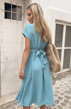 Midi Knopen Jurk Sevilla Mint -Kleding Promotie Winkel Midi Knopen Jurk Sevilla Mint 2 586x900 1