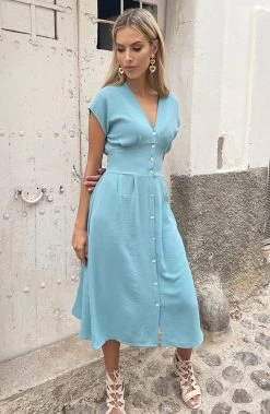 Midi Knopen Jurk Sevilla Mint