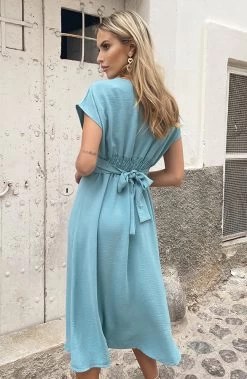 Midi Knopen Jurk Sevilla Mint -Kleding Promotie Winkel Midi Knopen Jurk Sevilla Mint 6 586x900 1