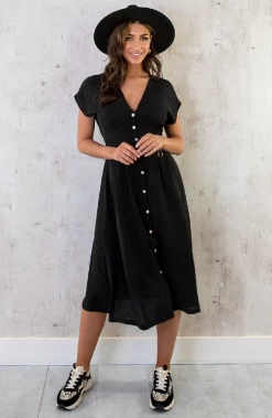 Midi Knopen Jurk Sevilla Zwart 12 Midi Knopen Jurk Sevilla Zwart -Kleding Promotie Winkel Midi Knopen Jurk Sevilla Zwart 2 586x900 1
