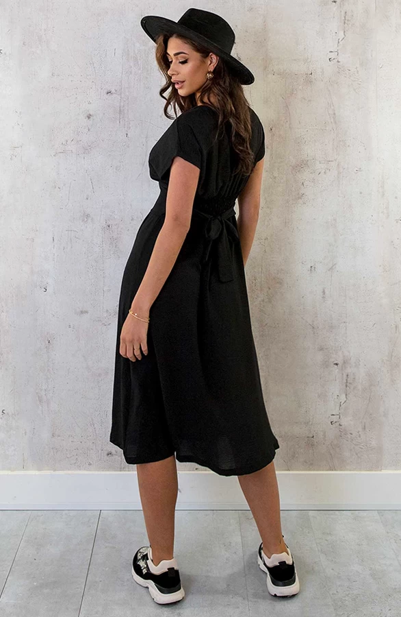 Midi Knopen Jurk Sevilla Zwart 9 Midi Knopen Jurk Sevilla Zwart - Afbeelding 7