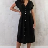 Midi Knopen Jurk Sevilla Zwart