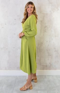 Midi Pocket Dress Olive -Kleding Promotie Winkel Midi Pocket Dress Olive 1 586x900 1