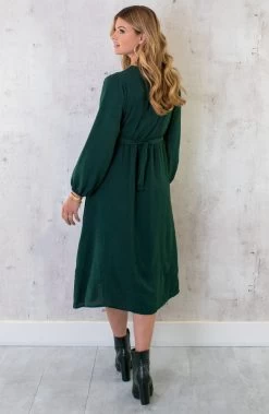 Midi Pocket Dress Smaragd -Kleding Promotie Winkel Midi Pocket Dress Smaragd 1 586x900 1