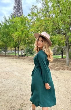 Midi Pocket Dress Smaragd -Kleding Promotie Winkel Midi Pocket Dress Smaragd 2 586x900 1