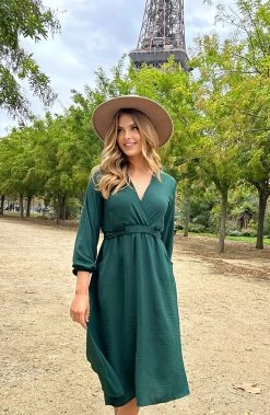 Midi Pocket Dress Smaragd -Kleding Promotie Winkel Midi Pocket Dress Smaragd 3 586x900 1