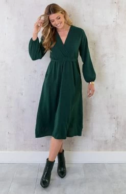 Midi Pocket Dress Smaragd -Kleding Promotie Winkel Midi Pocket Dress Smaragd 3 586x900 2
