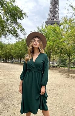 Midi Pocket Dress Smaragd -Kleding Promotie Winkel Midi Pocket Dress Smaragd 4 586x900 1