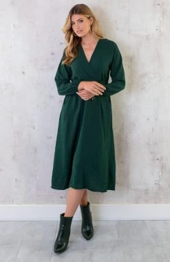Midi Pocket Dress Smaragd -Kleding Promotie Winkel Midi Pocket Dress Smaragd 4 586x900 2