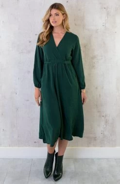 Midi Pocket Dress Smaragd -Kleding Promotie Winkel Midi Pocket Dress Smaragd 5 586x900 2