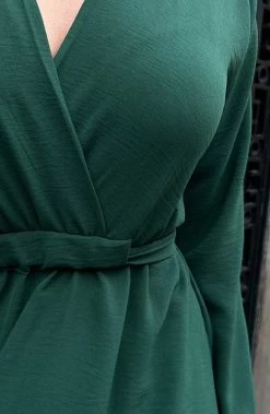 Londen Jurk Smaragd -Kleding Promotie Winkel Midi Pocket Dress Smaragd 586x900 1