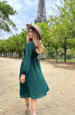 Midi Pocket Dress Smaragd -Kleding Promotie Winkel Midi Pocket Dress Smaragd 6 586x900 1