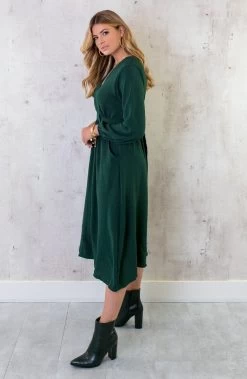 Midi Pocket Dress Smaragd -Kleding Promotie Winkel Midi Pocket Dress Smaragd 7 586x900 1
