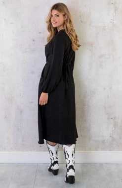 Midi Pocket Dress Zwart -Kleding Promotie Winkel Midi Pocket Dress Zwart 7 586x900 1