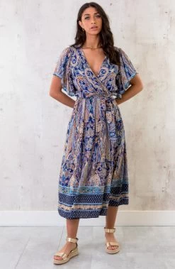 Midi Print Jurk Deluxe Kobalt -Kleding Promotie Winkel Midi Print Jurk Deluxe Kobalt 1 586x900 1