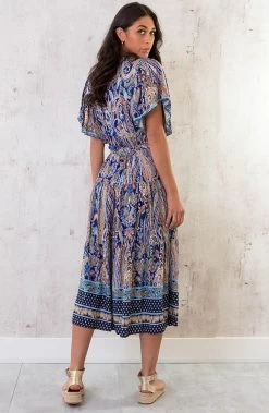 Midi Print Jurk Deluxe Kobalt -Kleding Promotie Winkel Midi Print Jurk Deluxe Kobalt 3 586x900 2