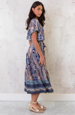 Midi Print Jurk Deluxe Kobalt -Kleding Promotie Winkel Midi Print Jurk Deluxe Kobalt 4 586x900 1
