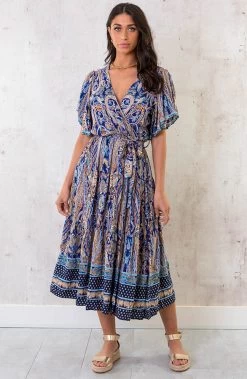 Midi Print Jurk Deluxe Kobalt -Kleding Promotie Winkel Midi Print Jurk Deluxe Kobalt 5 586x900 1