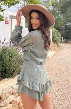 Mousseline Embroidery Co-ord Army -Kleding Promotie Winkel Mousseline Embroidery Co ord Army 2 586x900 2