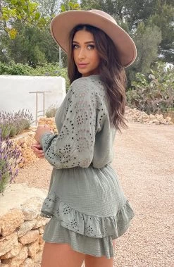 Mousseline Embroidery Co-ord Army -Kleding Promotie Winkel Mousseline Embroidery Co ord Army 3 586x900 2