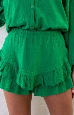 Co-ord Katoen Feminine Bright Green -Kleding Promotie Winkel Mousseline Embroidery Co ord Bright Green 2 586x900 1
