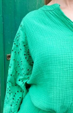 Mousseline Embroidery Co-ord Bright Green -Kleding Promotie Winkel Mousseline Embroidery Co ord Bright Green 6 586x900 3