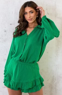 Blouse Katoen Feminine Bright Green