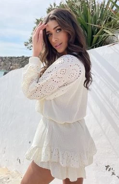 Mousseline Blouse Embroidery Ecru