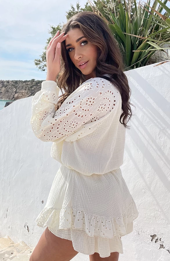 Mousseline Skort Embroidery Ecru 5 Mousseline Skort Embroidery Ecru - Afbeelding 4