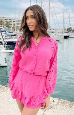 Mousseline Embroidery Co-ord Fuchsia