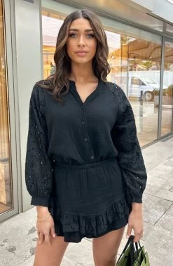 Mousseline Embroidery Co-ord Zwart -Kleding Promotie Winkel Mousseline Embroidery Co ord Zwart 6 586x900 1