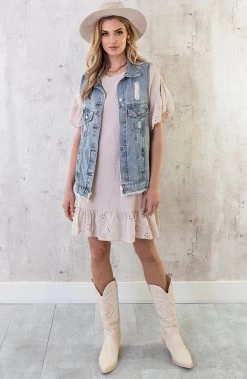 Mousseline Embroidery Oversized Jurk Beige -Kleding Promotie Winkel Mousseline Embroidery Oversized Jurk Beige 3 1 586x900 1