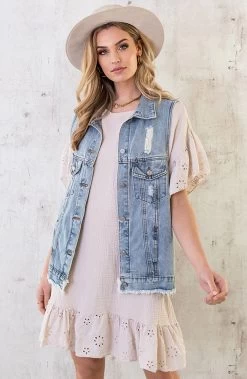 Mousseline Embroidery Oversized Jurk Beige -Kleding Promotie Winkel Mousseline Embroidery Oversized Jurk Beige 4 1 586x900 1