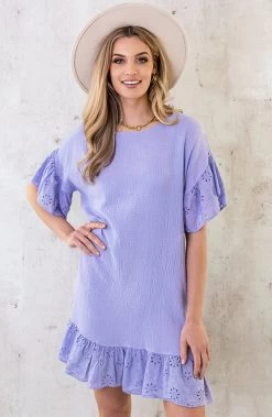 Musthave Deal Mousseline Embroidery Oversized Jurk -Kleding Promotie Winkel Mousseline Embroidery Oversized Jurk Lila 3 586x900 2