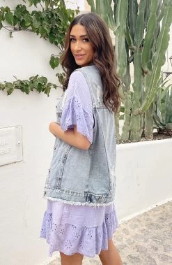 Mousseline Embroidery Oversized Jurk Lila -Kleding Promotie Winkel Mousseline Embroidery Oversized Jurk Lila 5 586x900 1