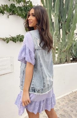 Mousseline Embroidery Oversized Jurk Lila -Kleding Promotie Winkel Mousseline Embroidery Oversized Jurk Lila 6 586x900 1