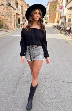 Mousseline Off-Shoulder Top Zwart -Kleding Promotie Winkel Mousseline Off Shoulder Top Zwart12 5 586x900 1