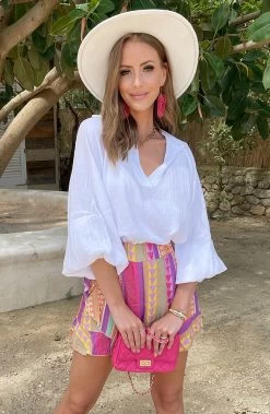 Aztec Multicolor Skort -Kleding Promotie Winkel Mousseline Oversized Blouse Ecru 2 586x900 1