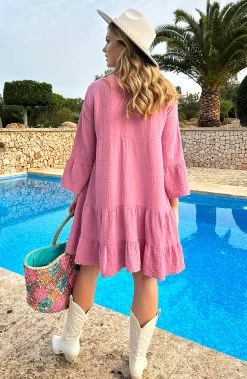 Mousseline Oversized Tuniek Dust Roze -Kleding Promotie Winkel Mousseline Oversized Tuniek Dust Roze 5 586x900 1