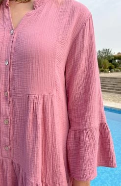 Mousseline Oversized Tuniek Dust Roze -Kleding Promotie Winkel Mousseline Oversized Tuniek Dust Roze close 586x900 1