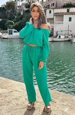 Mousseline Pants Green 11 Mousseline Pants Green -Kleding Promotie Winkel Mousseline Pants Green 4 586x900 2