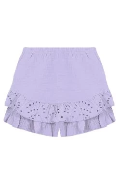 Mousseline Skort Embroidery Lila -Kleding Promotie Winkel Mousseline Skort Embroidery Lila 586x900 1