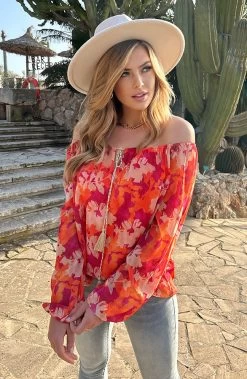 Kleding Promotie Winkel -Kleding Promotie Winkel Off Shoulder Blouse Tropical Oranje 4 1 586x900 1