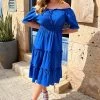 Offshoulder Laagjes Jurk Kobalt -Kleding Promotie Winkel Off Shoulder Laagjes Jurk Kobalt 3 586x900 1