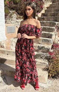 Off Shoulder Rozen Jurk -Kleding Promotie Winkel Off Shoulder Rozen Jurk 1 586x900 1