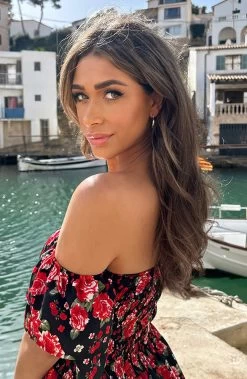 Off Shoulder Rozen Jurk -Kleding Promotie Winkel Off Shoulder Rozen Jurk 5 586x900 1