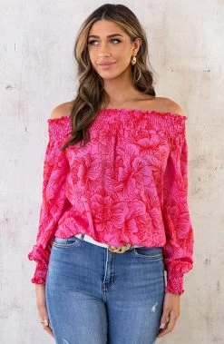 Kleding Promotie Winkel -Kleding Promotie Winkel Off Shoulder Top Bloemen Roze Rood 3 586x900 1