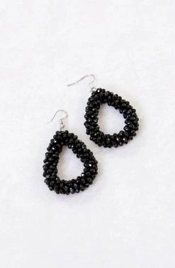 Oval Black Oorbellen